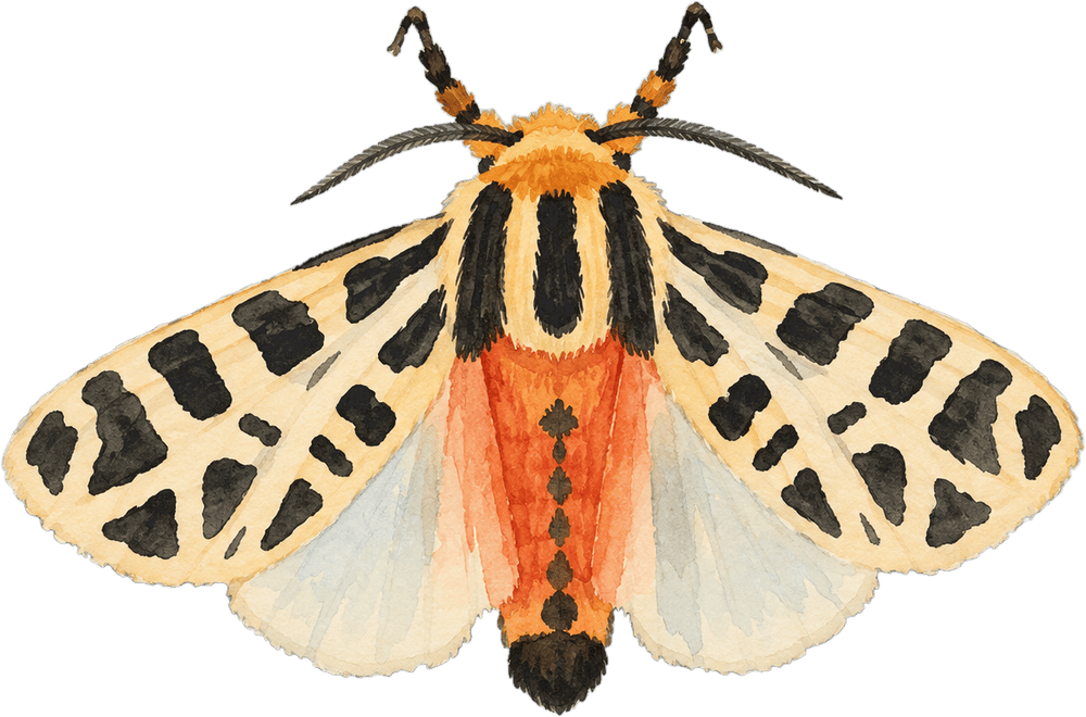 moth wick — a watercolor tiger moth with wings spread
